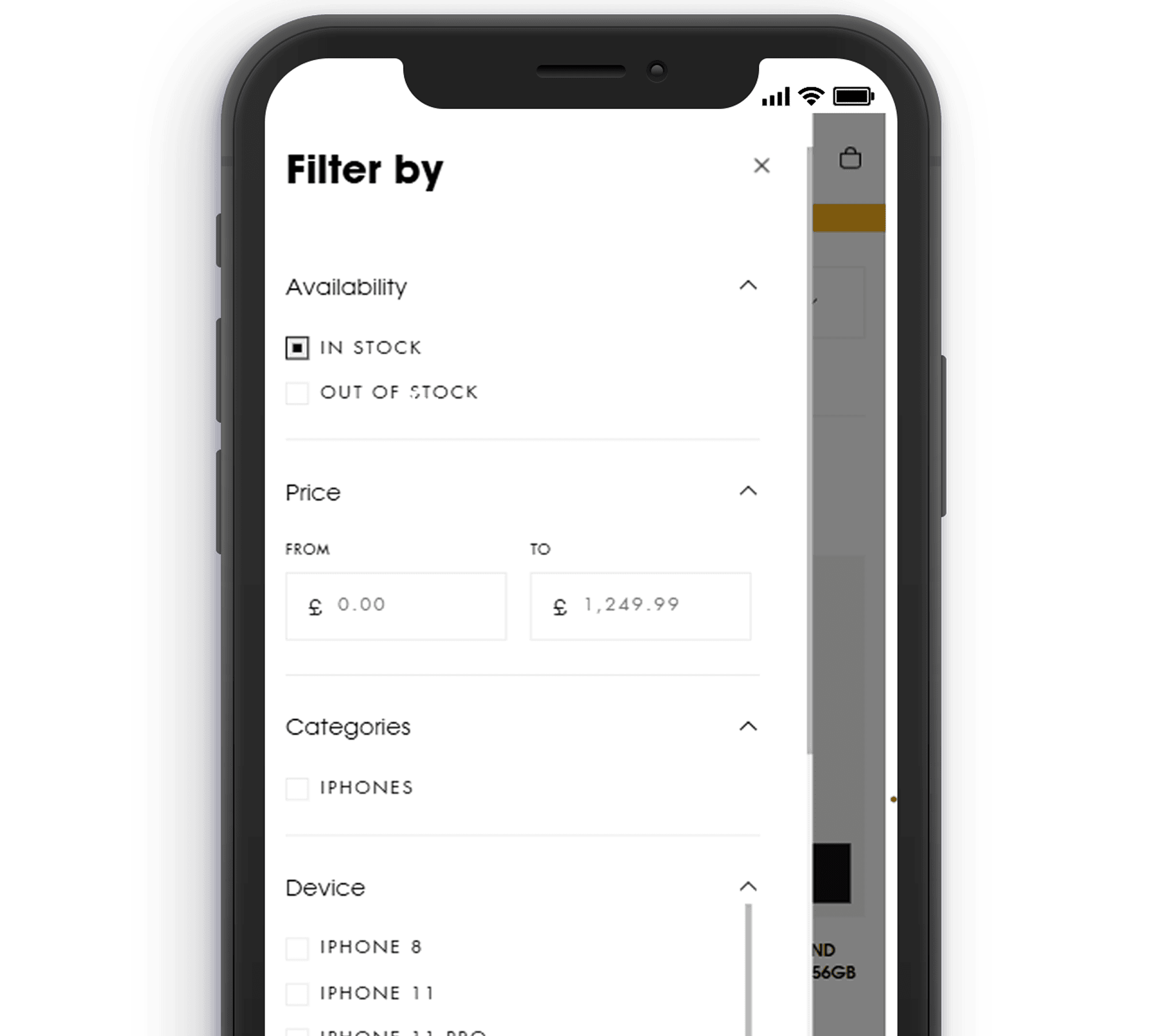 Phone filters UI (large)