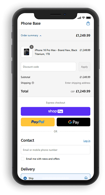 Phone showing payment screen