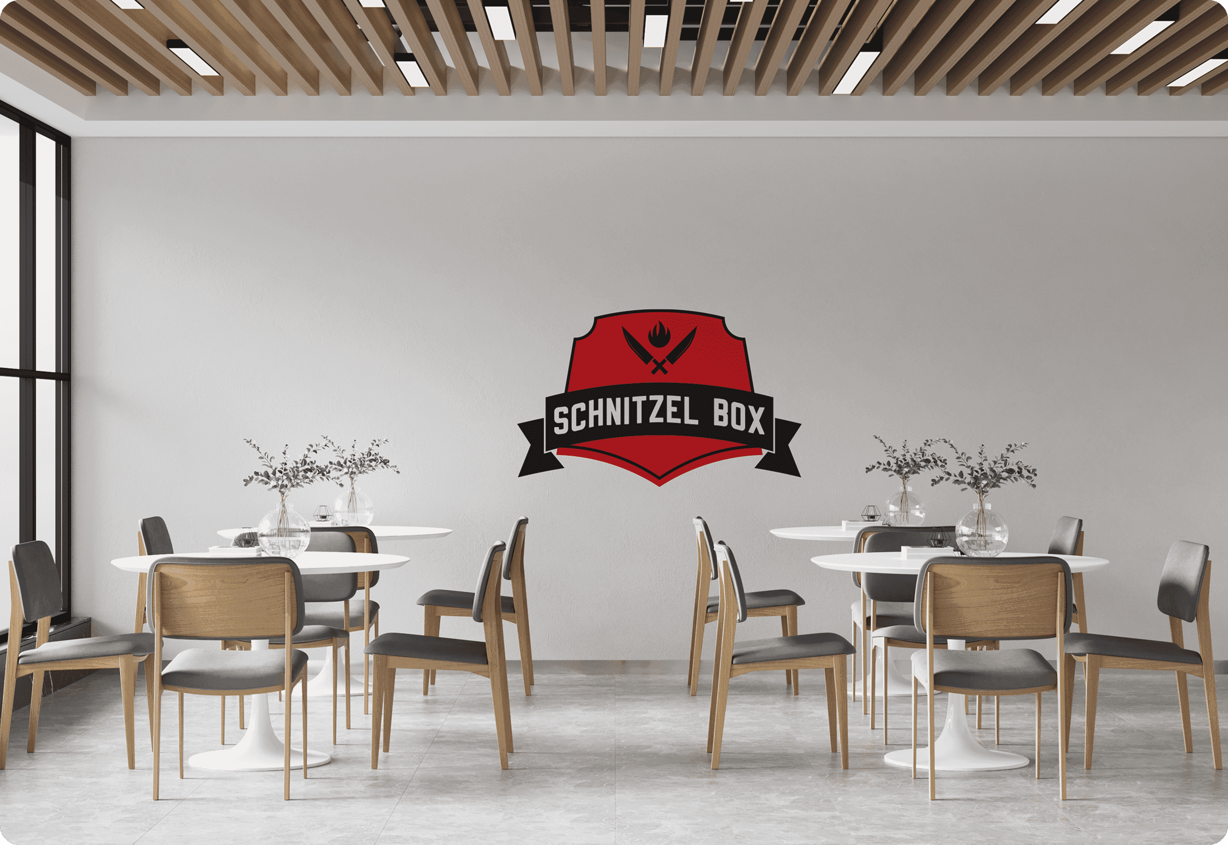 Schnitzel Boxes in Restaurant